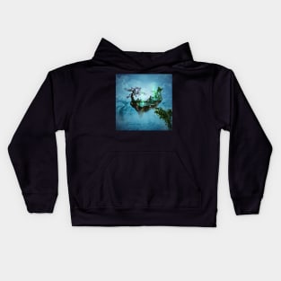 Flying island with trees Kids Hoodie